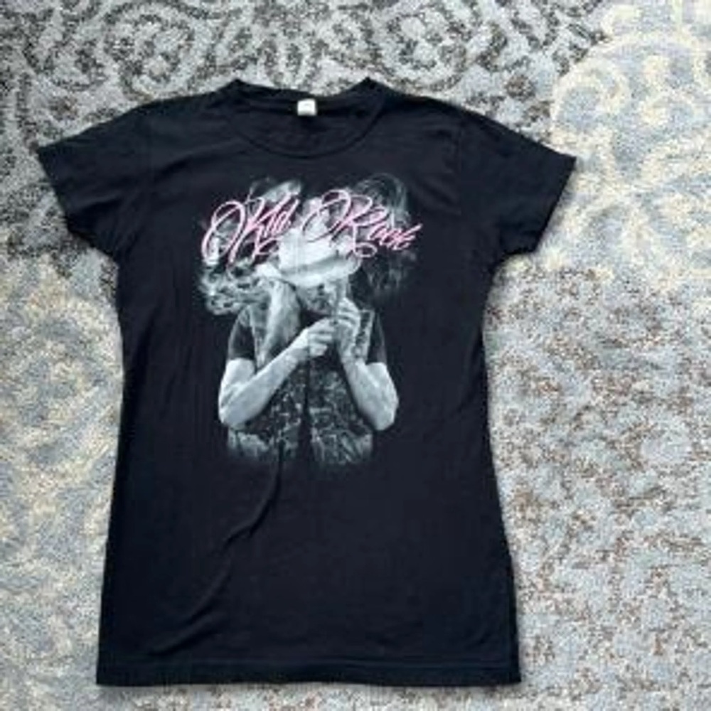Kid Rock Tour dates Black Graphic T-Shirt with Pink Lettering